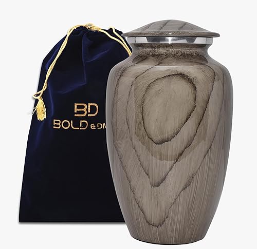 Miniatura 15 de BOLD & DIVINE Urna de recuerdo con temática texturizada de madera, urna conmemorativa de cenizas humanas, entierro, urnas de cremación fúnebre