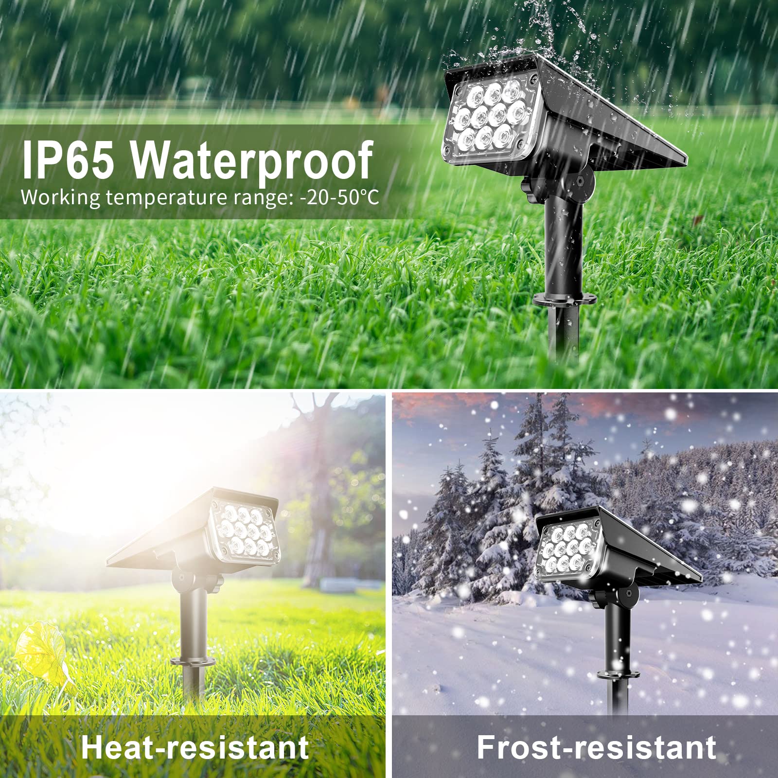 Solar Spot Lights Outdoor, Green Solar Spotlights Landscape Lights with IP65 Waterproof 20 LEDs Solar Landscape Spotlights for Garden Path Yard Holiday Decoration 4 Pack