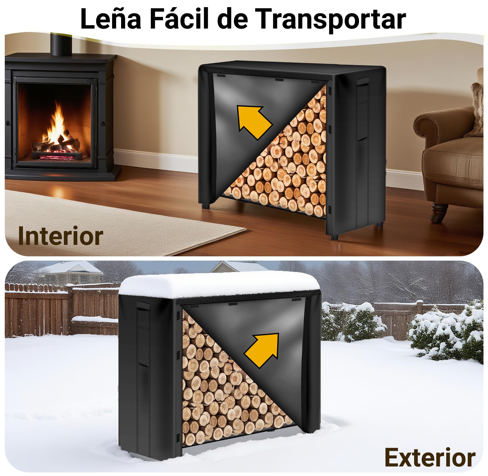 Amagabeli 121cmx105cmx30,48cm Estante de leña de Largo Estante de Registro de Chimenea Soporte de leña para leña al Aire Libre Tarea Pesada Bastidor de leña Titular de leña Apilador de Madera