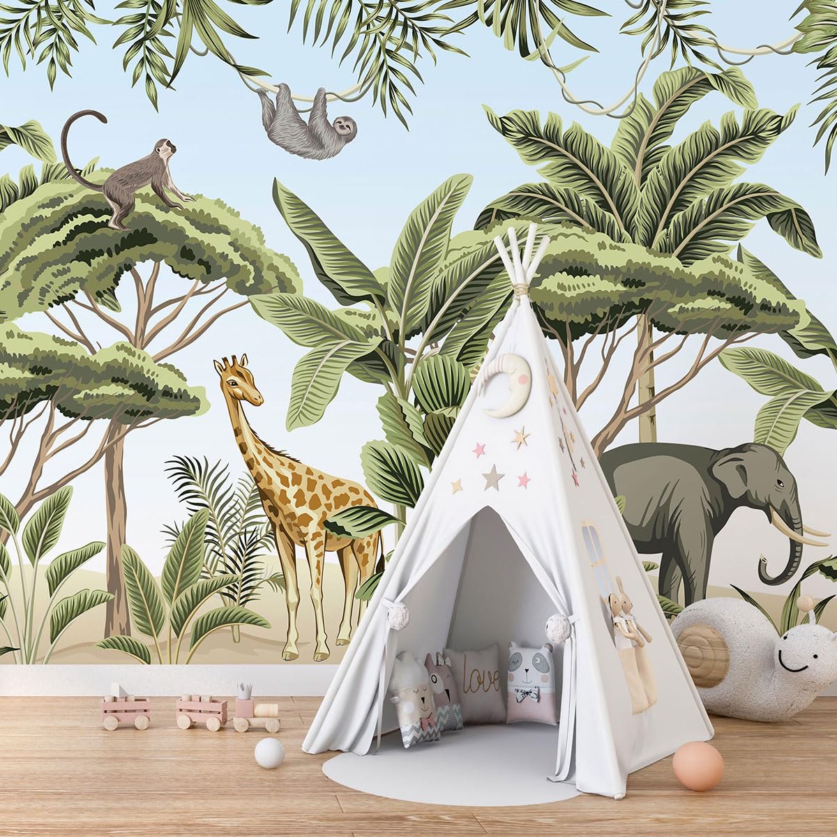 Papier peint panoramique jungle Lumalea grand format 510 cm