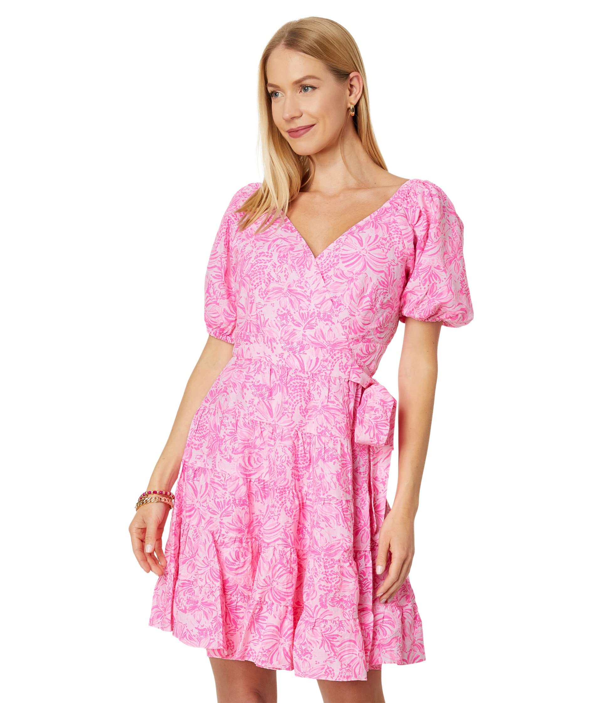 Lilly Pulitzer Iralee Linen Wrap Dress Pink Blossom Foxy Llama 6