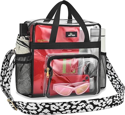 Vista 37 de MAY TREE Bolsa transparente para eventos en estadios de 12 x 6 x 12 pulgadas, bolsa de almuerzo transparente con correas reforzadas para trabajo