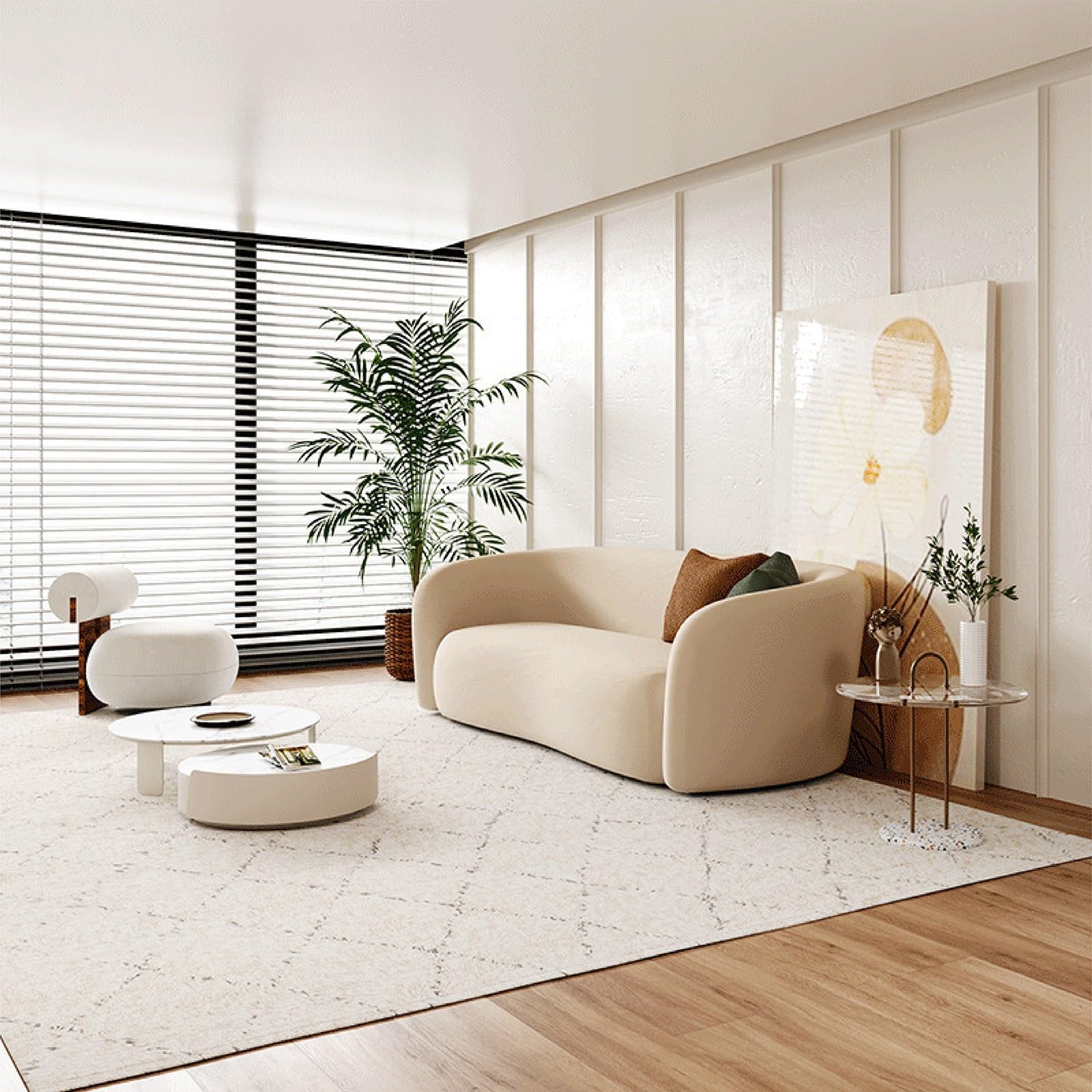 Housse De Canapé Semi-circulaire Incurvée En Velours Extensible Pour