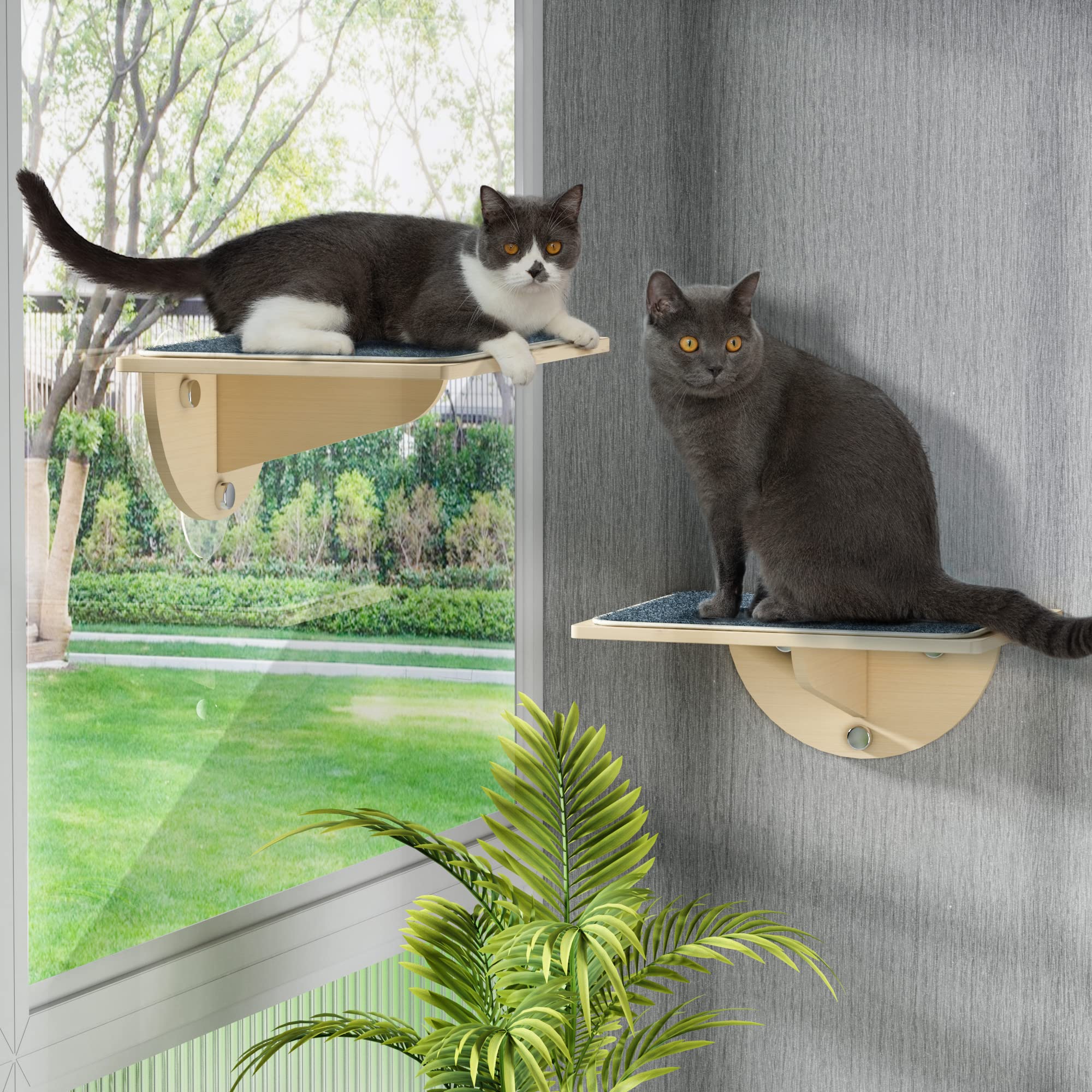 COZIWOWCat Window Perch Hammock for Indoor Cats, 2-in-1 Installation, Cordless Cat Wall Shelf Cat Perch Window Seat with 3 Suction Cups, 1 Pack