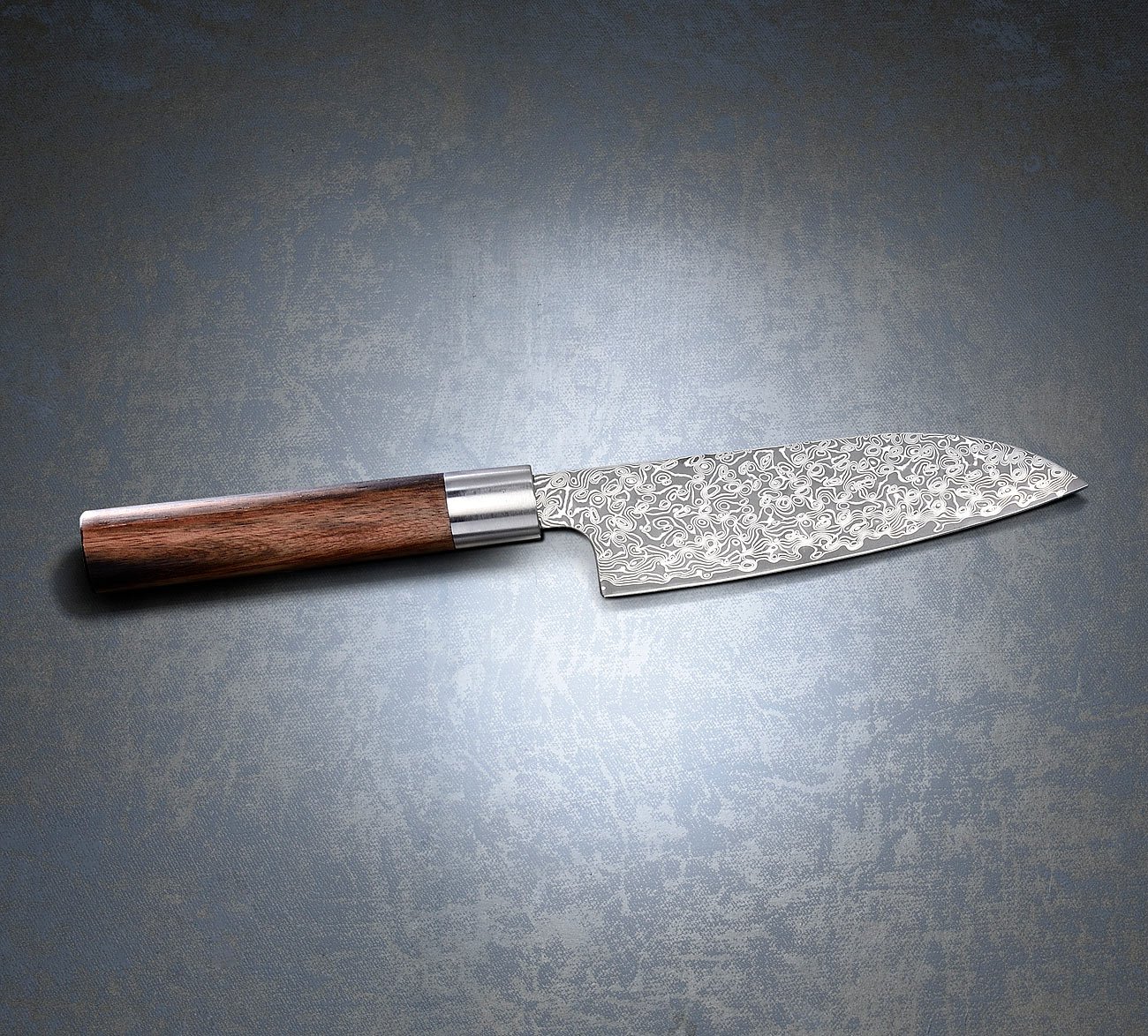 Damastmesser: Handgefertigtes Marken-Damast-Santokumesser mit 16-cm-Klinge (Santoku Damastmesser, Santoku Damast)