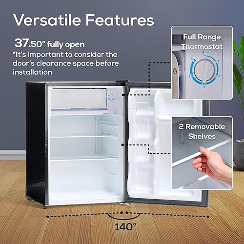 Miniatura 5 de Igloo Refrigerador compacto de 2.6 pies cúbicos con congelador, 2 estantes, perfecto para hogares, oficinas, dormitorios, platino