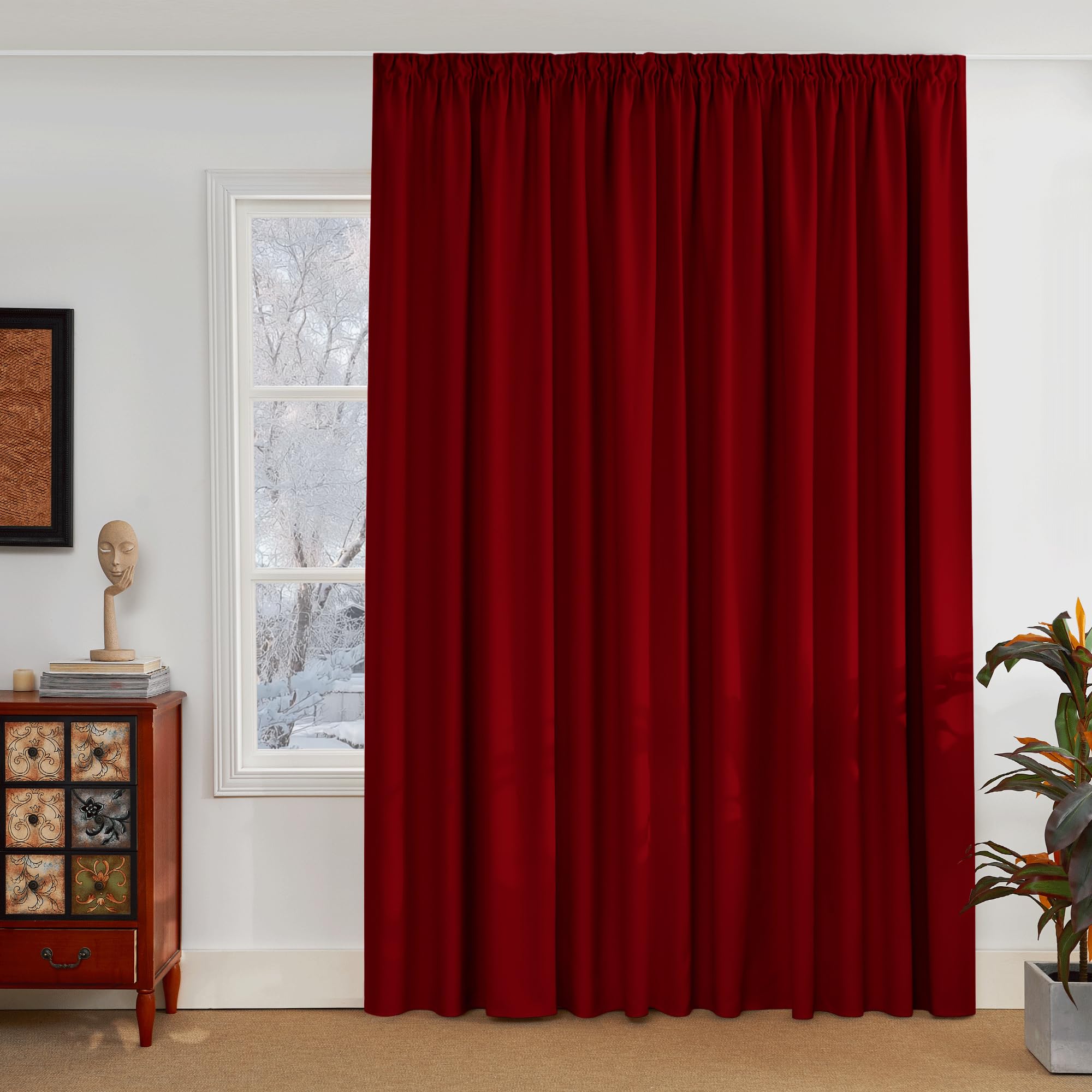 PONY DANCE Cortinas Dormitorio Opacas, Cortinas Termicas Aislantes Frio y Calor 3 Metros para Riel de Salon, 1 Pieza, 300x245 CM, Rojo Global Recycled Standard OEKO-TEX STANDARD 100 Global Recycled Standard Global Recycled Standard