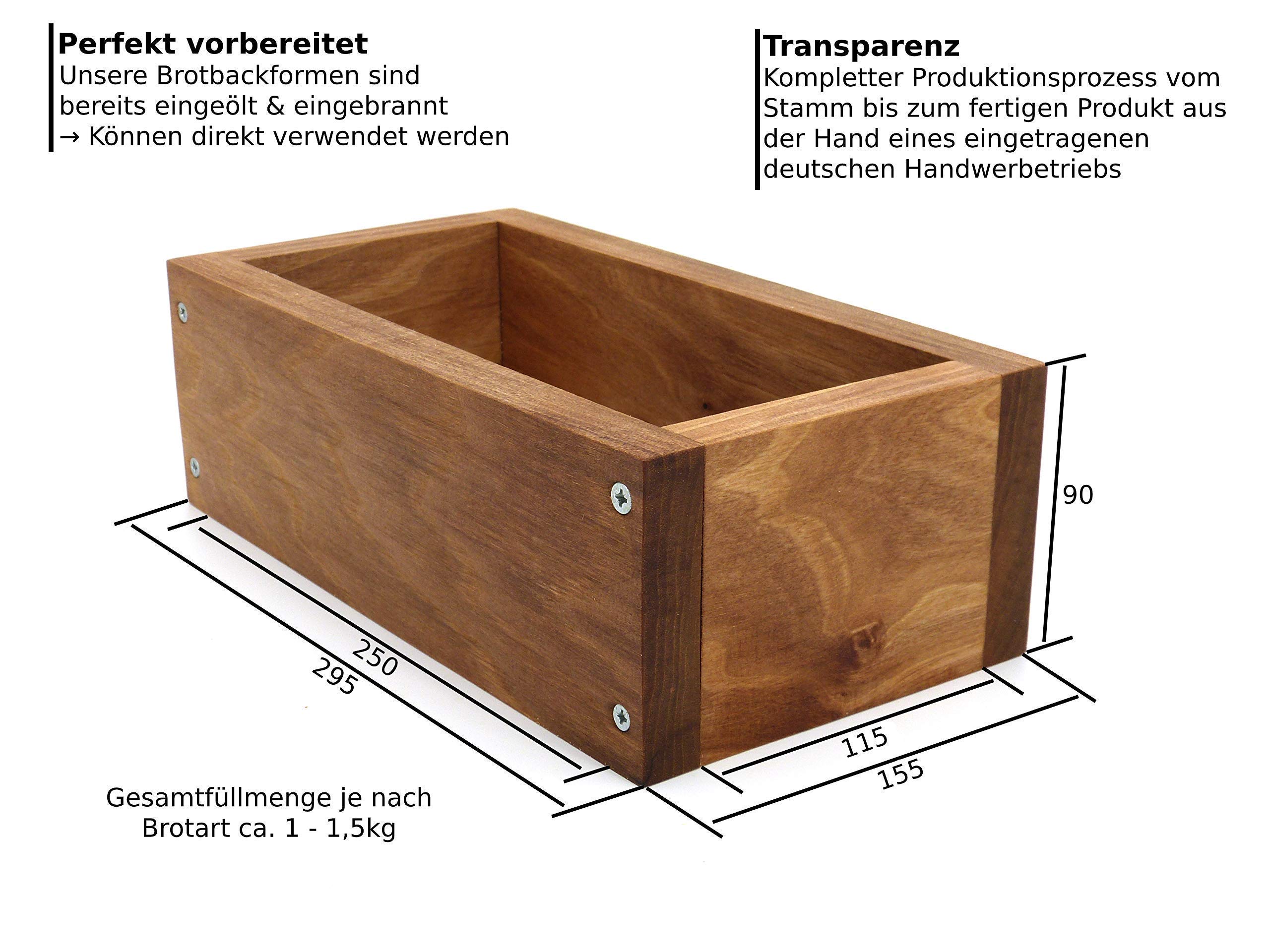 Holzwerk Premium Brot-Backform - hitzebeständiges massives Walnuss-, Birnen-, Apfel-holz – hochwertiger Brot-Backrahmen inkl. Rezept– natürlicher Holz-backrahmen – Handarbeit – Made in Germany