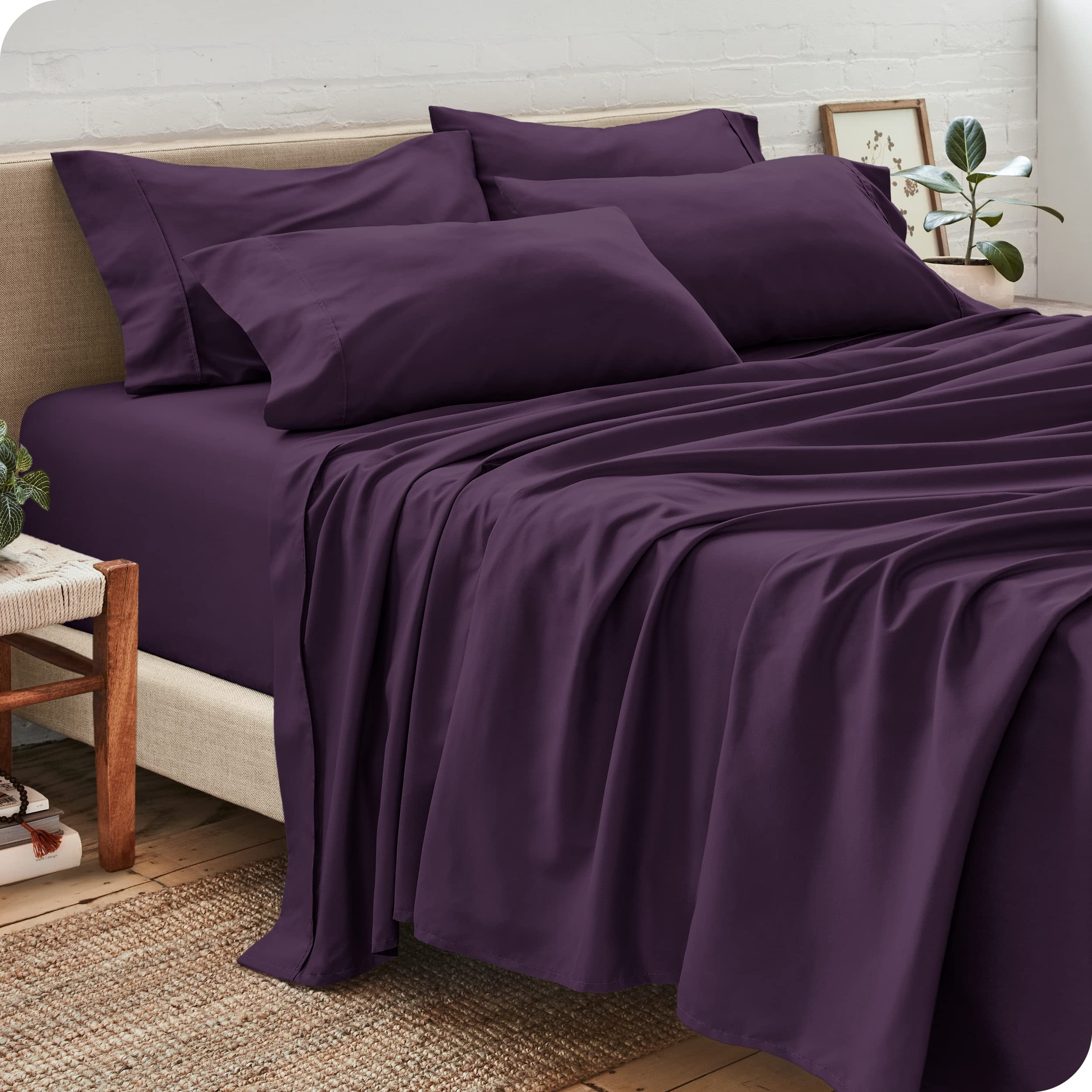 Queen Sheet Set - 6 Piece Set - Hotel Luxury Bed Sheets - Ultra Soft - Deep Pockets - Easy Fit - Cooling & Breathable Sheets - No Wrinkles - Cozy - Plum - Queen Sheets - 6 PC - Queen - 17 - Plum
