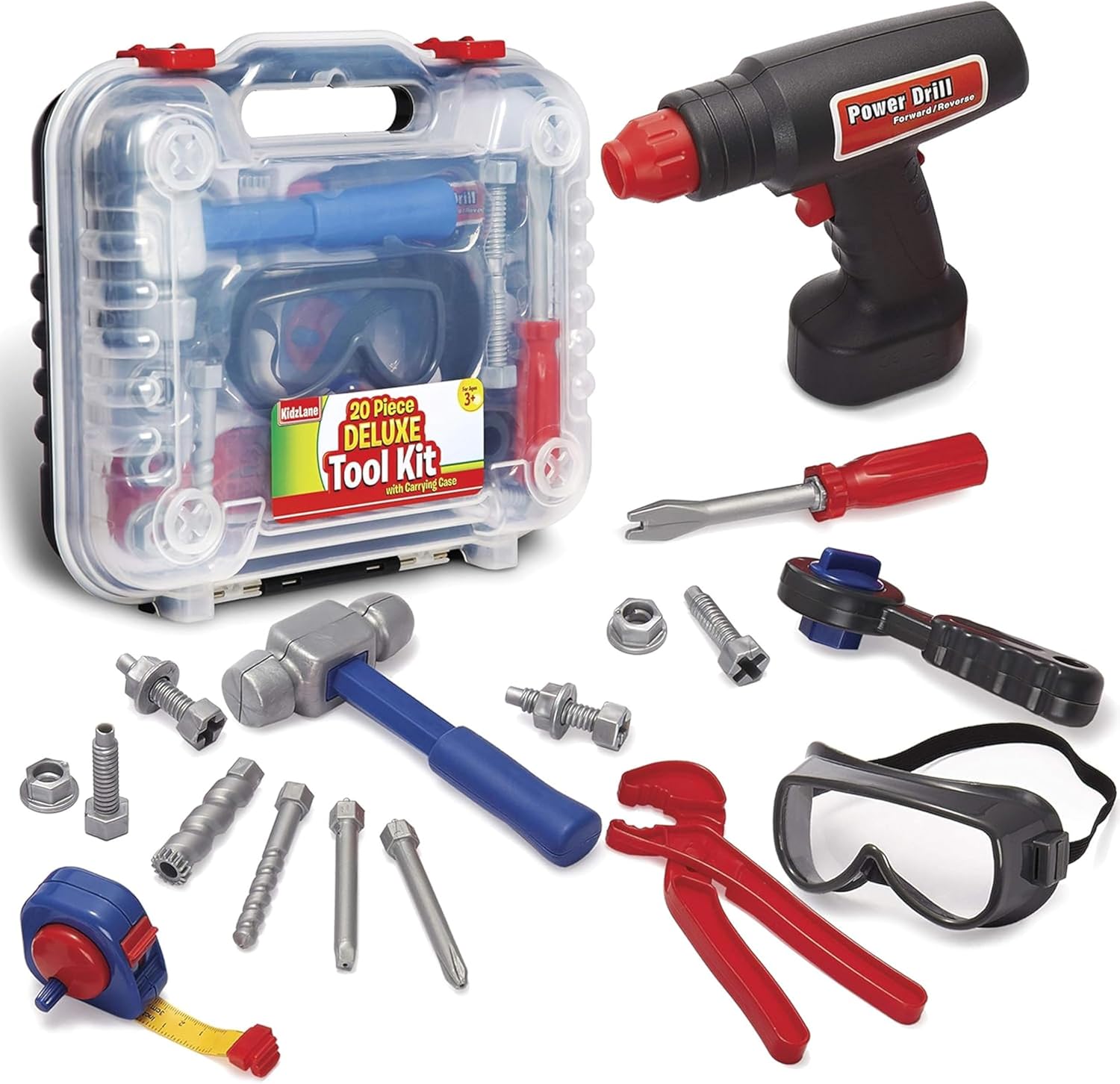 Kidzlane 20-Piece Deluxe Toddler Tool Set with Carrying Case
