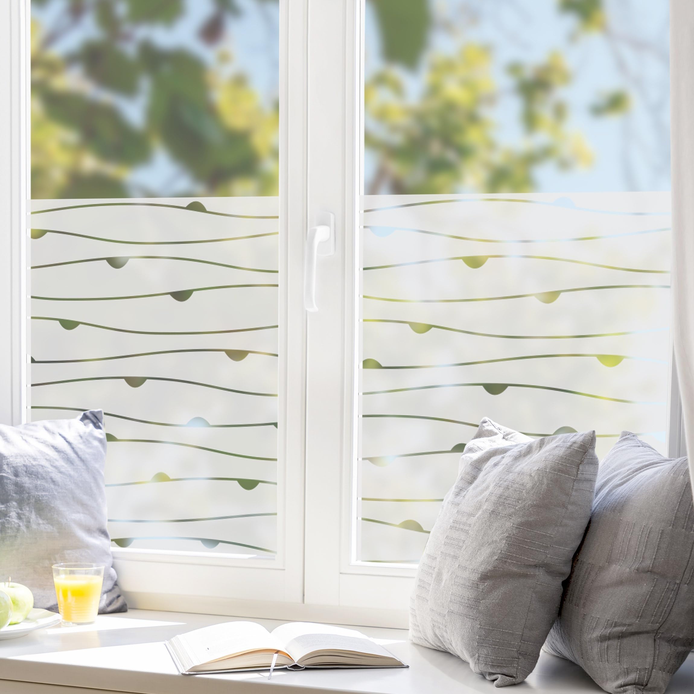 Fensterfolie statisch haftend Muster Sichtschutz Milchglas - Made in Germany - Motiv Modern Blickdicht Scheibe Innen Schlafzimmer Wohnzimmer Küche Glas 1697 (80x60cm)
