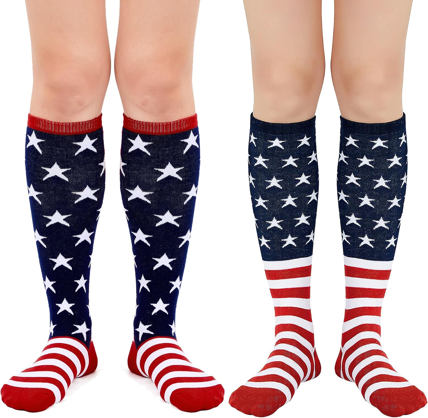 Knee High Socks Casual Striped Tube Socks Athletic Soccer Socks 2 Pack