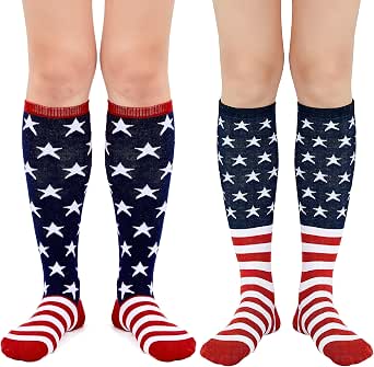 American Trends Knee High Socks for Women, Striped Tube Socks, Youth Athletic Soccer Socks