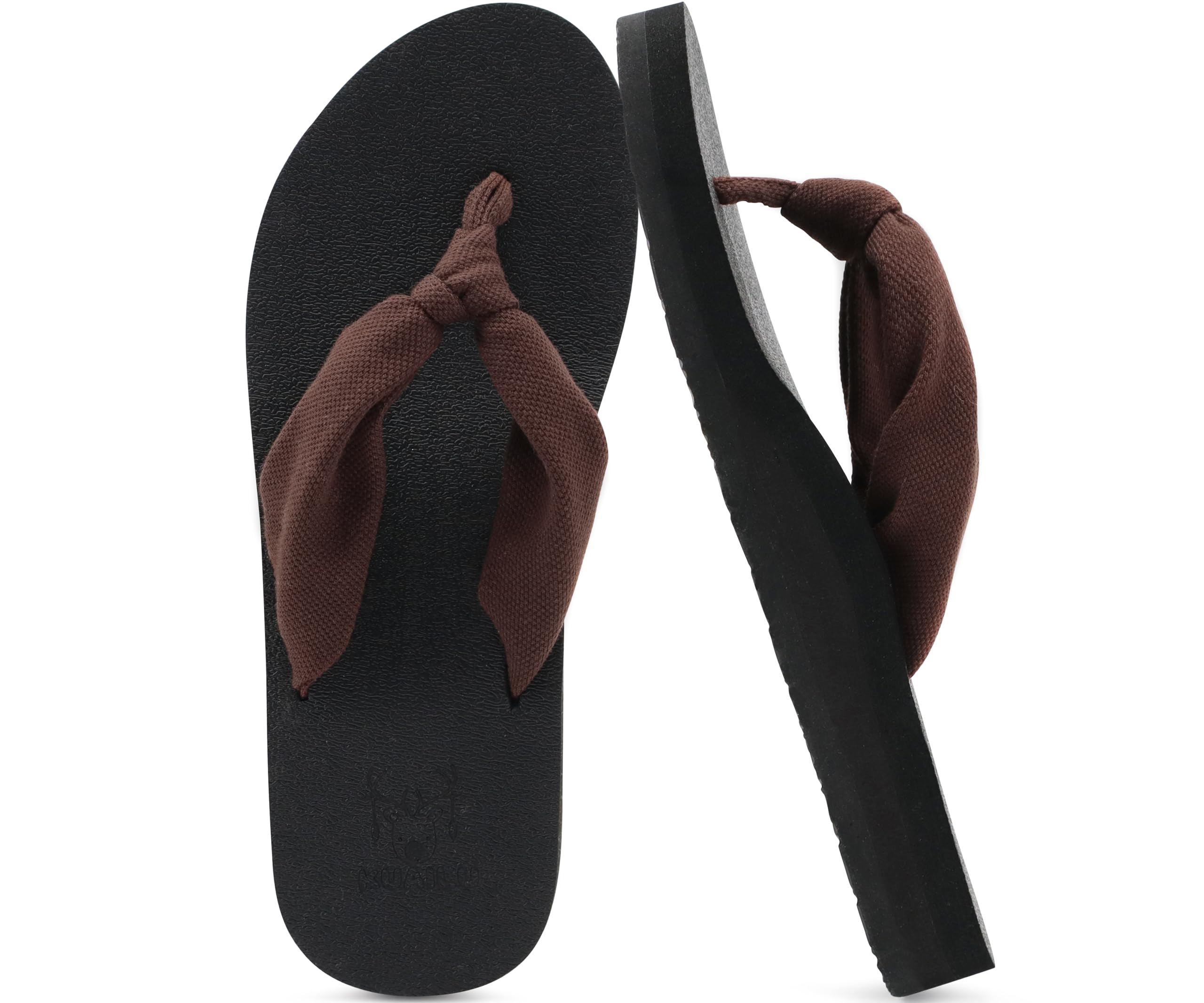 KuaiLu Flip Flops for Women with Arch Support Yoga Mat Comfortable Summer Beach Walking Thong Cushion Sandals Slip On Indoor Outdoor 8.5 Dark Brown