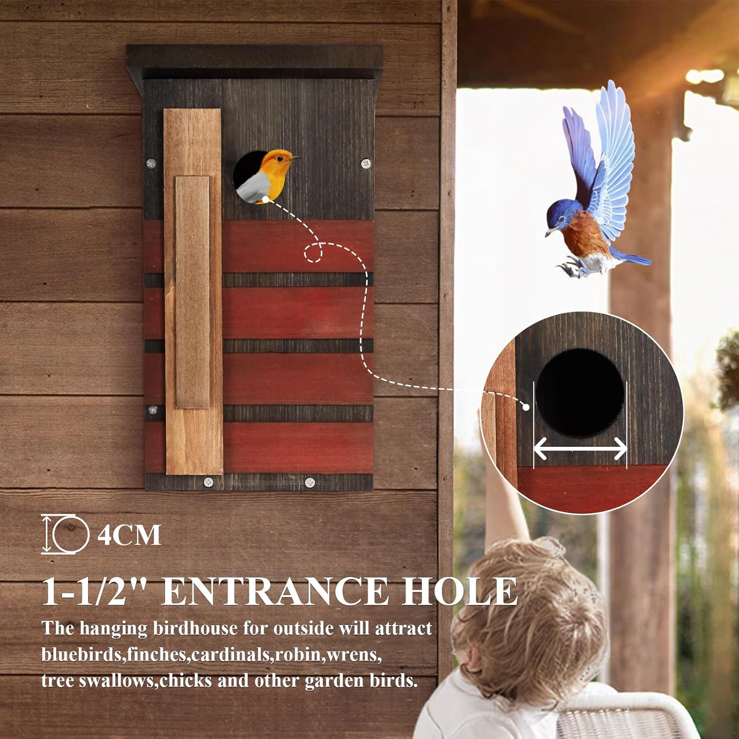 NATUREYLWL Bluebird House for Outside, Bird House DIY Assembly Kit, Birdhouses for Outdoors Clearance, Roosting & Nesting Boxes for Robins, Finches and Small Garden Birds