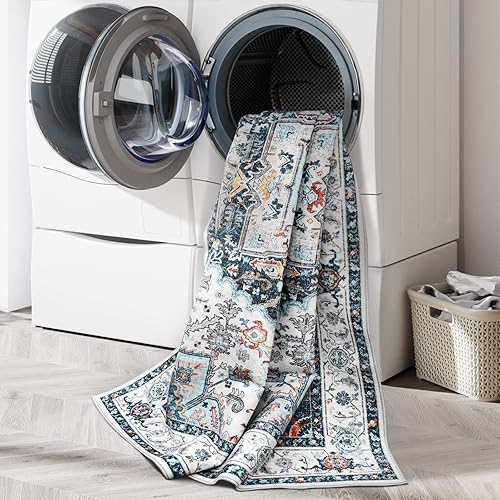 Miniatura 7 de xilixili Alfombra de área de 6 x 9 pies, con parte trasera antideslizante, lavable, resistente a las manchas, alfombras bohemias para sala de estar,