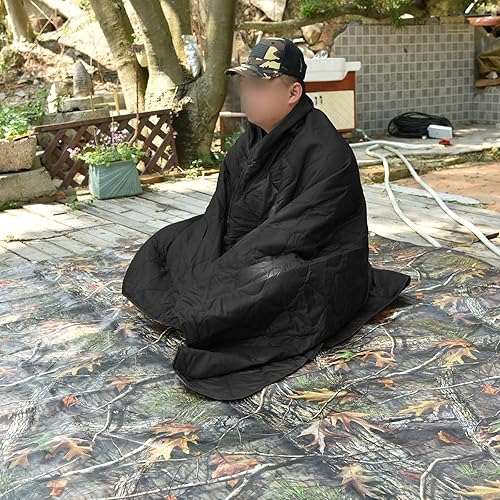 Vista 88 de LOOGU Manta de camuflaje con aislamiento impermeable para acampar al aire libre, senderismo, caza, supervivencia, mochilero, picnic Alpha Green