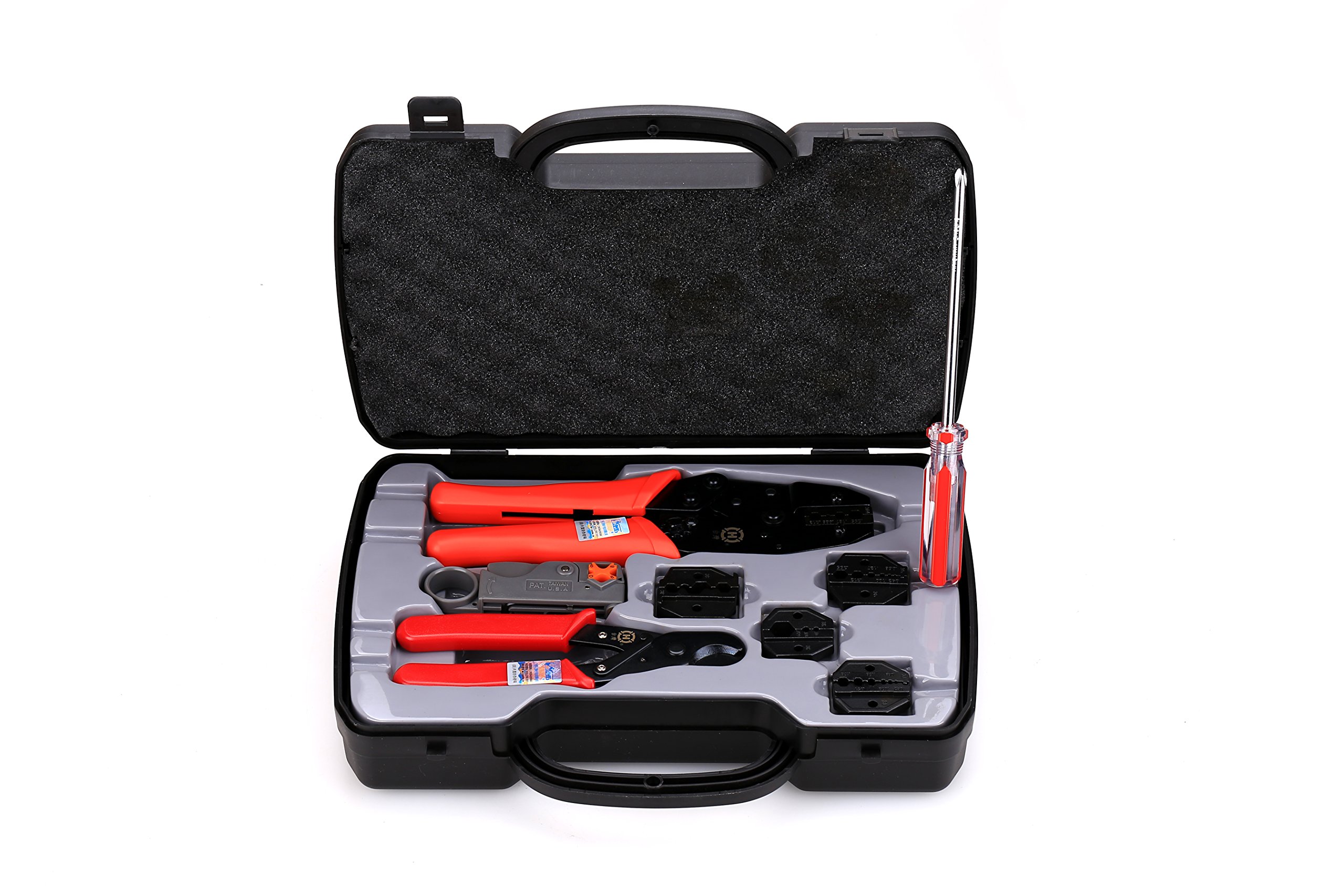 HT-330K Professional and Portable Network Tool Kit Bag, include Crimping Tool, Stripper, Cutter, Screwdriver and Four Crimp Models.