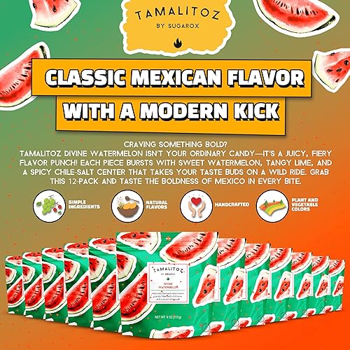 Vista 70 de Tamalitoz de Sugarox - Paquete de 8 caramelos duros hechos a mano con mango dulce y picante hecho a mano con chile en polvo, lima y sal marina.