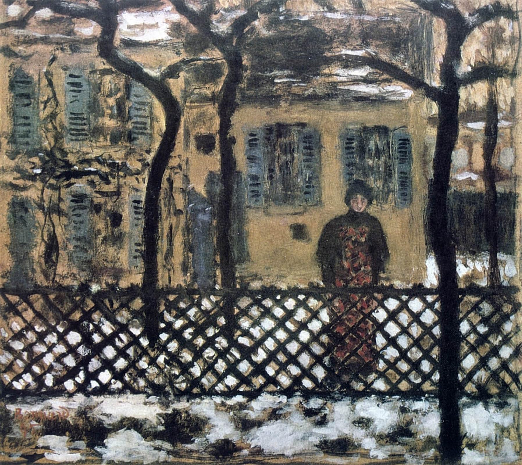 Posteriik No Frame Vintage Classic Picture Landscape Artwork Behind The Fence By Pierre Bonnard Portrait Canvas Painting For Office Home Decor 60X90cm