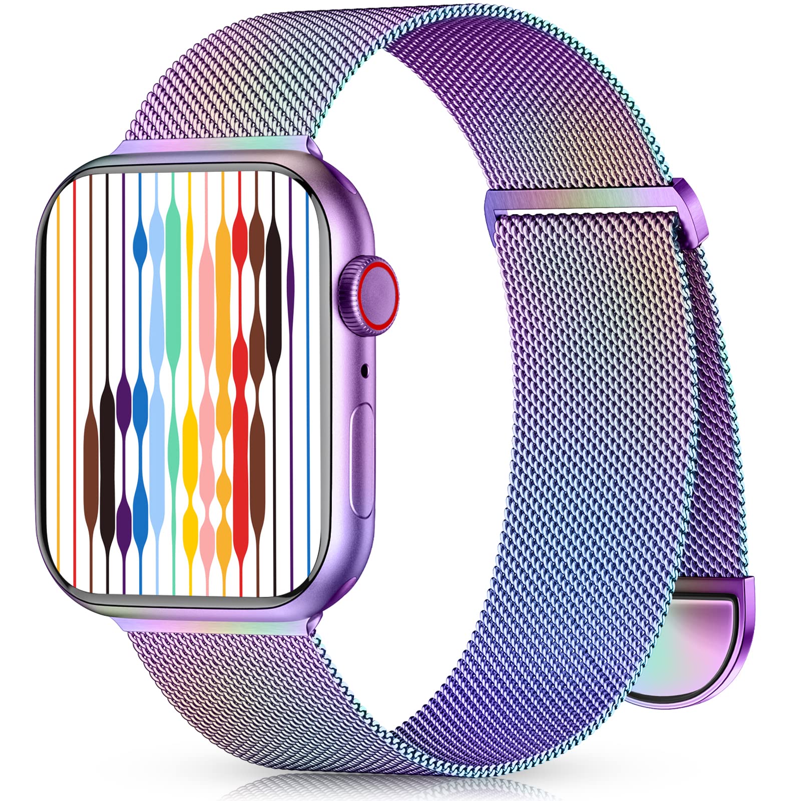 Zedoli Metal Band Compatible with Apple Watch Band 40mm 38mm 41mm 45mm 44mm 42mm 46mm for Women Men, Stainless Steel Milanese Mesh Loop Magnetic
