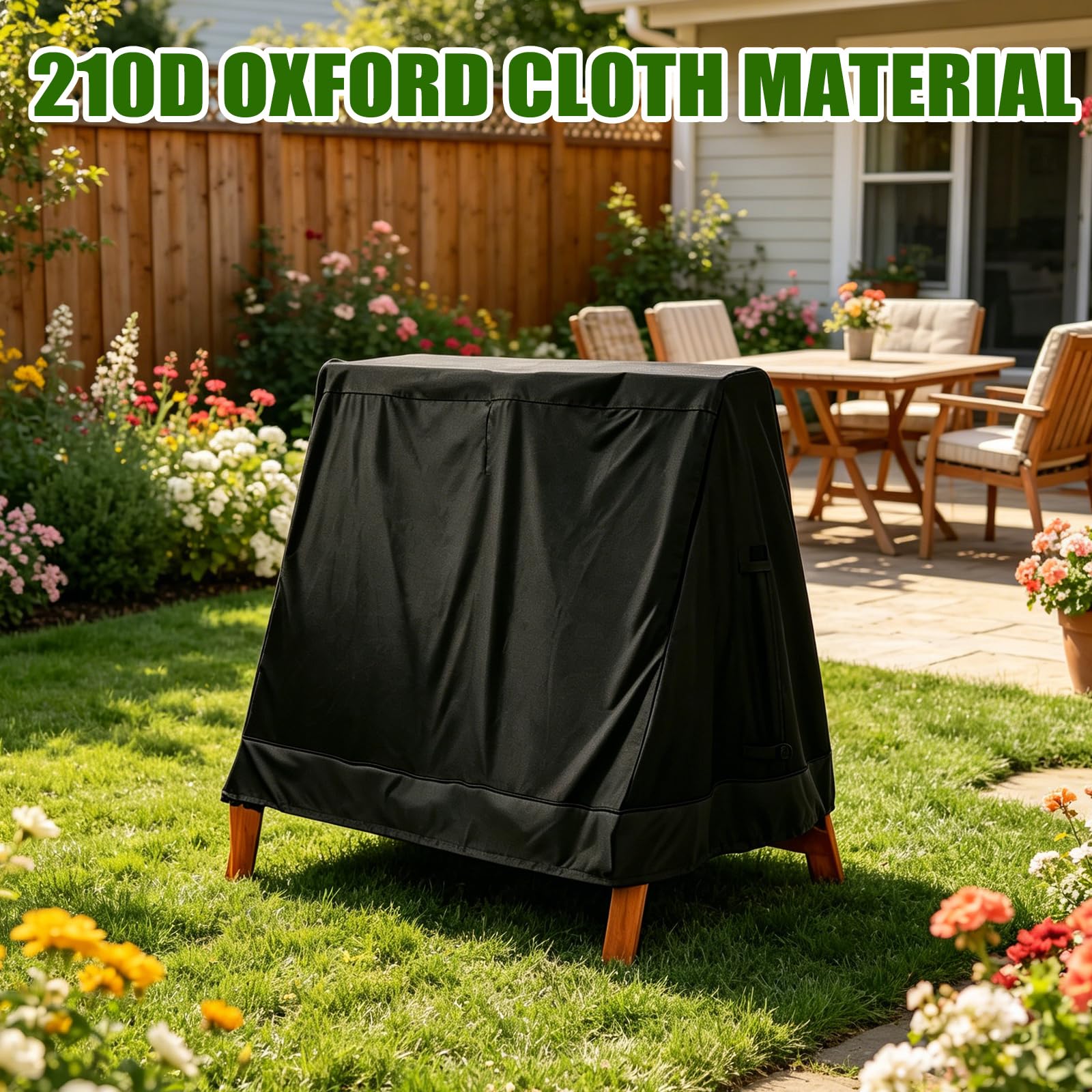 Copertura per dondolo Hollywood, telaio ad A, copertura per altalena Oxford 210D, resistente agli strappi, impermeabile, antivento, per mobili da giardino (216 x 140 x 170 cm)