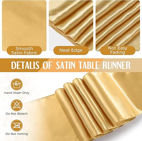 Miniatura 4 de Tudomro 16 Piezas Manteles de Plástico Desechables de Año Nuevo Negro y Dorado y Juego de Camino de Mesa de Satén Mantel de 54x108 Pulgadas Caminos