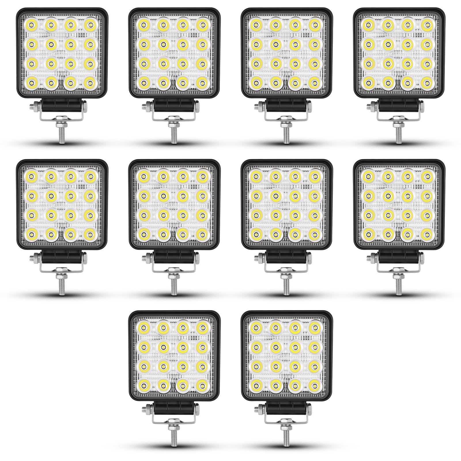 SKYWORLD Lampka robocza LED, 10 cm 48 W światło przeciwmgielne do jazdy punktowej pod Off Road światła światła do łodzi światła do jazdy LED światło robocze łódź ciężarówka traktor lampa SUV - 10 paczek