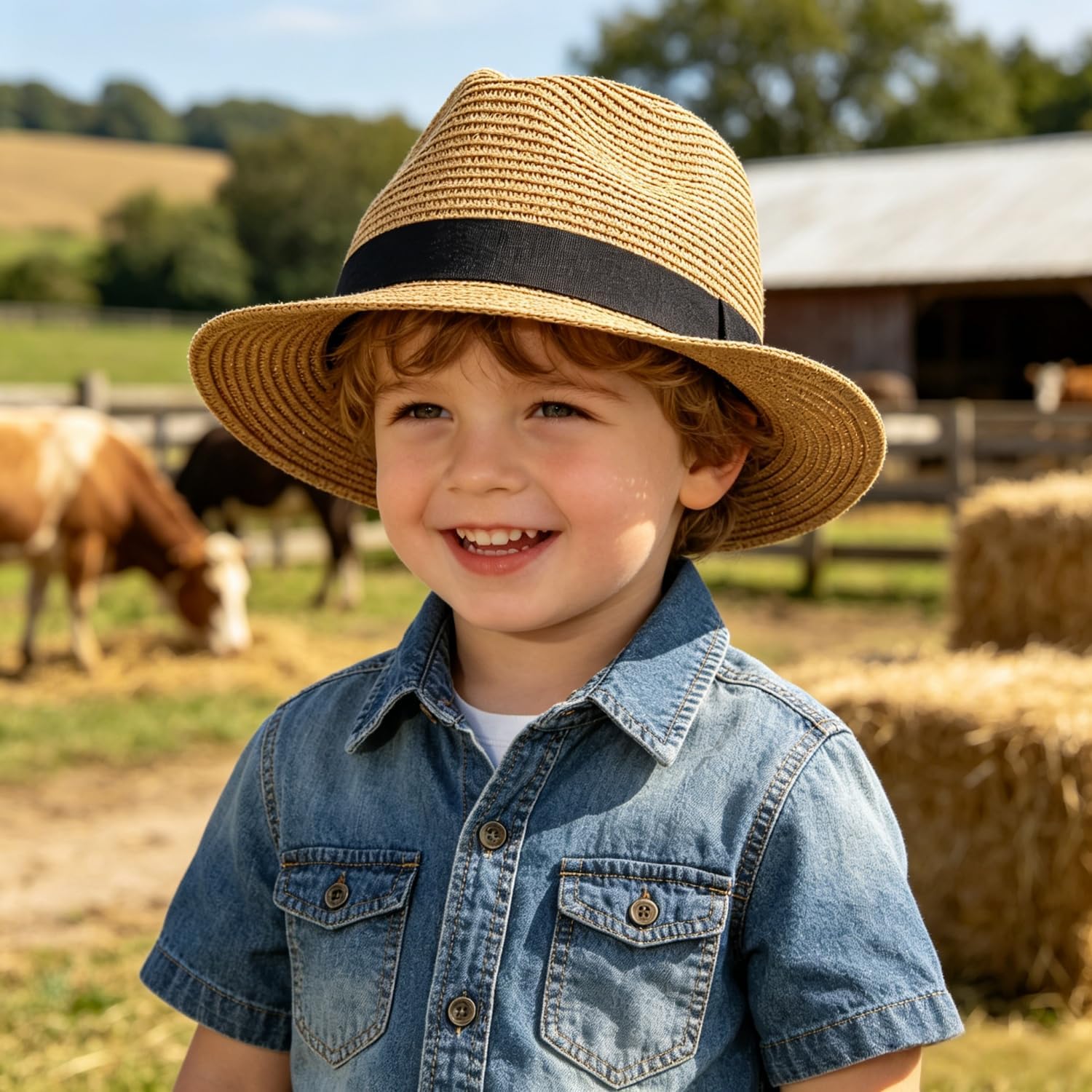 Boys Girls Western Cowboy Hat Kids Summer Sun Straw Fedora Hat Mexican Cowgirl Newsboy Sunblock Wide Brim Top Cap