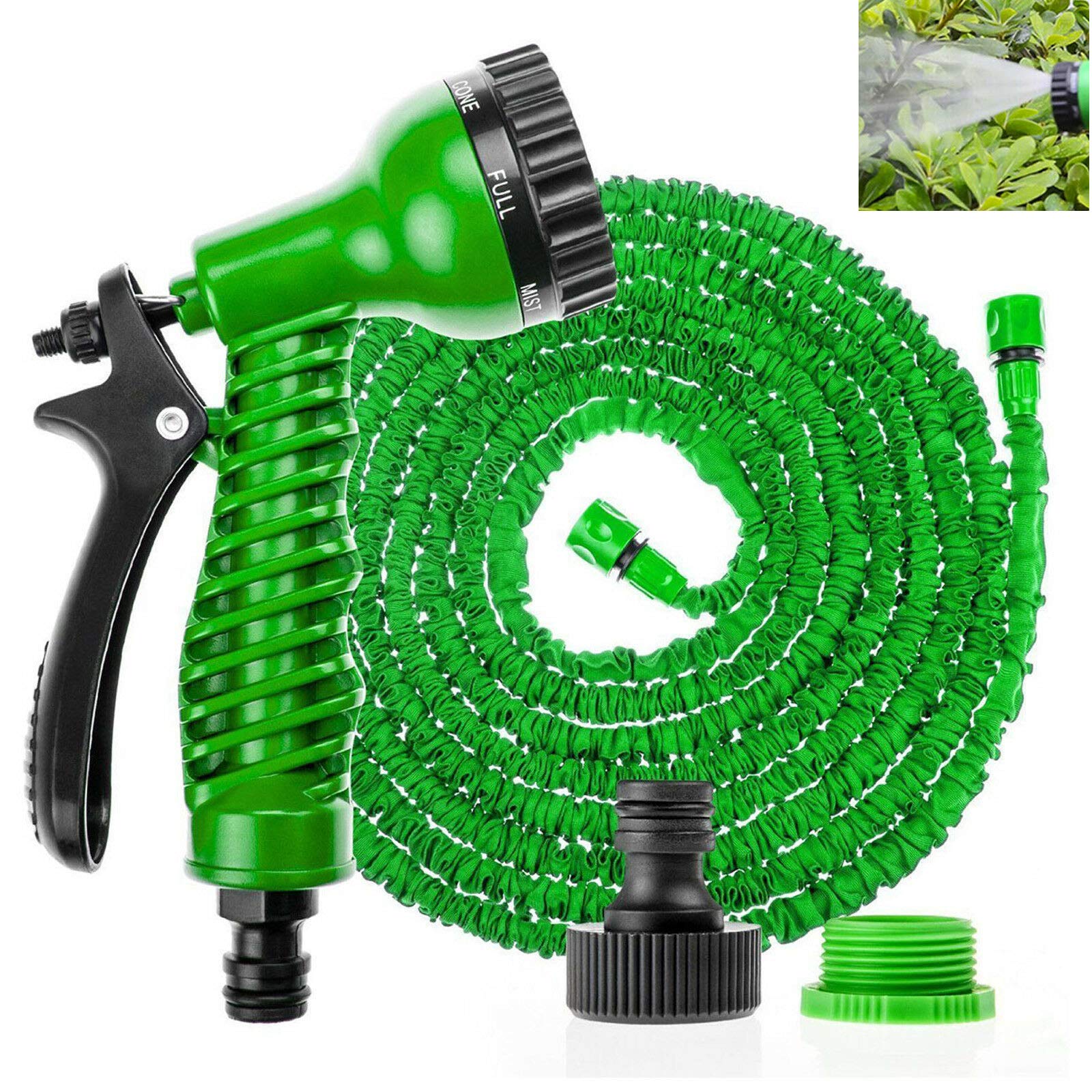 Xinng 75Ft Expandable Garden Water Hose Pipe with 3/4inch and 1/2inch Fitting 7 Function Spray Nozzle Anti-Leakage Durable Expanding Water Hose