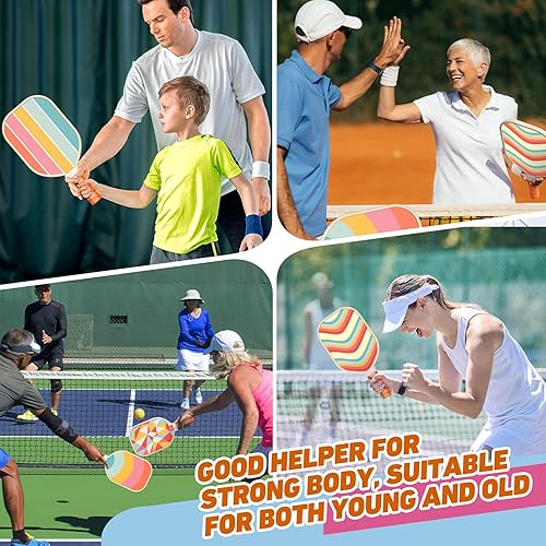 Miniatura 7 de Juego de 4 palas de pickleball, juego de pickleball de madera premium aprobado por USAPA con 4 pelotas de pickleball y 1 bolsa de transporte,