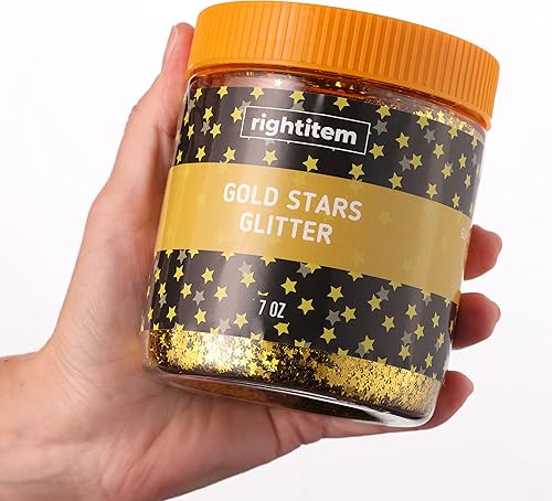 Miniatura 5 de Purpurina de uñas  Brillantina gruesa de estrellas doradas en tarro  7 onzas de purpurina navideña para manualidades, purpurina para limo  Purpurina