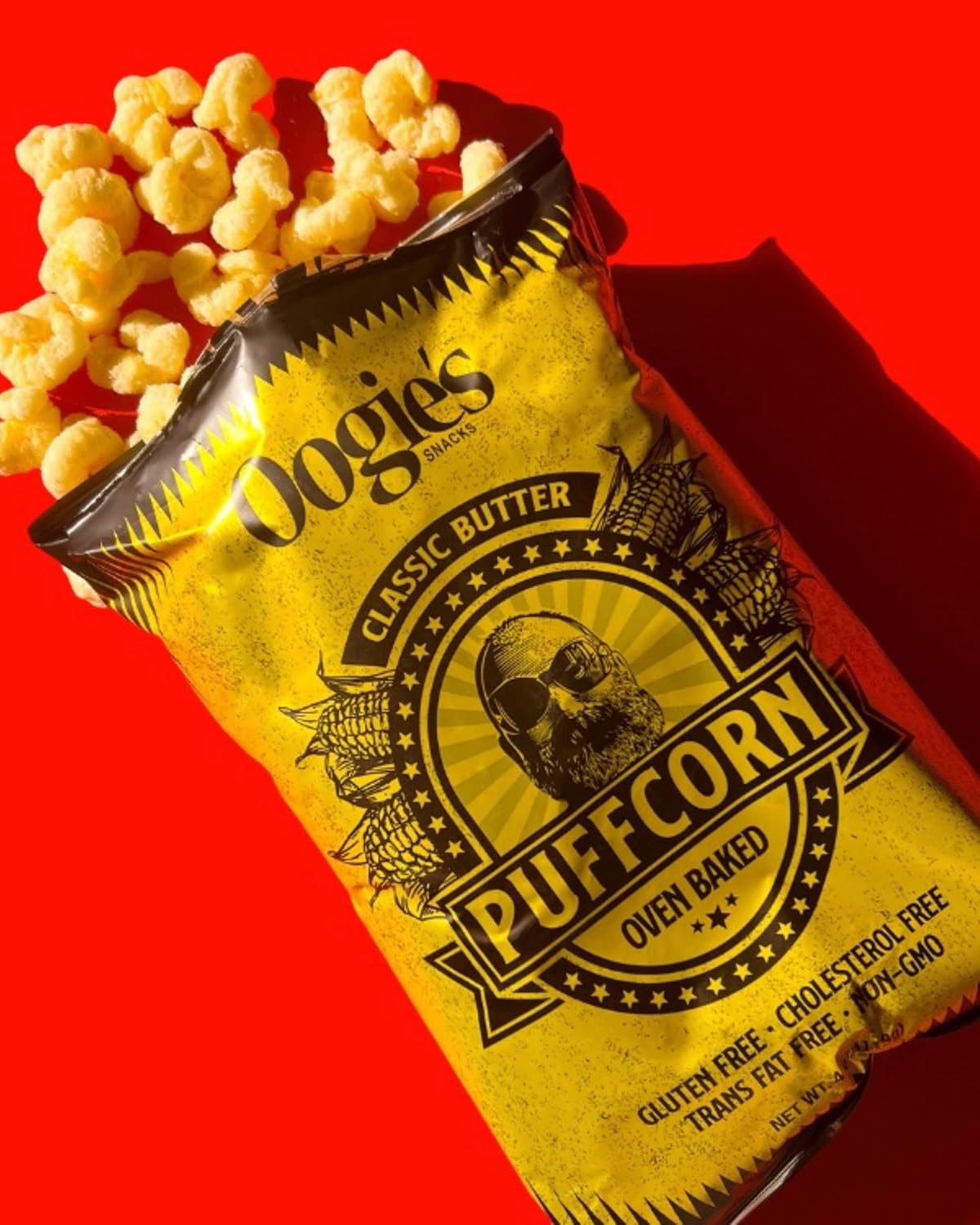 Oogie's Gourmet Puffcorn | 12 Pack | Classic Butter Flavor | Gluten Free Puffcorn Snacks | 4 Ounce Big Bag