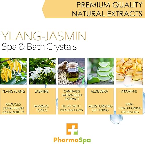 Miniatura 4 de Cristales de spa y baño con semillas de cáñamo y extractos totalmente naturales, 13.58 oz13 onzas, sal de baño de Epsom para bañera de hidromasaje,