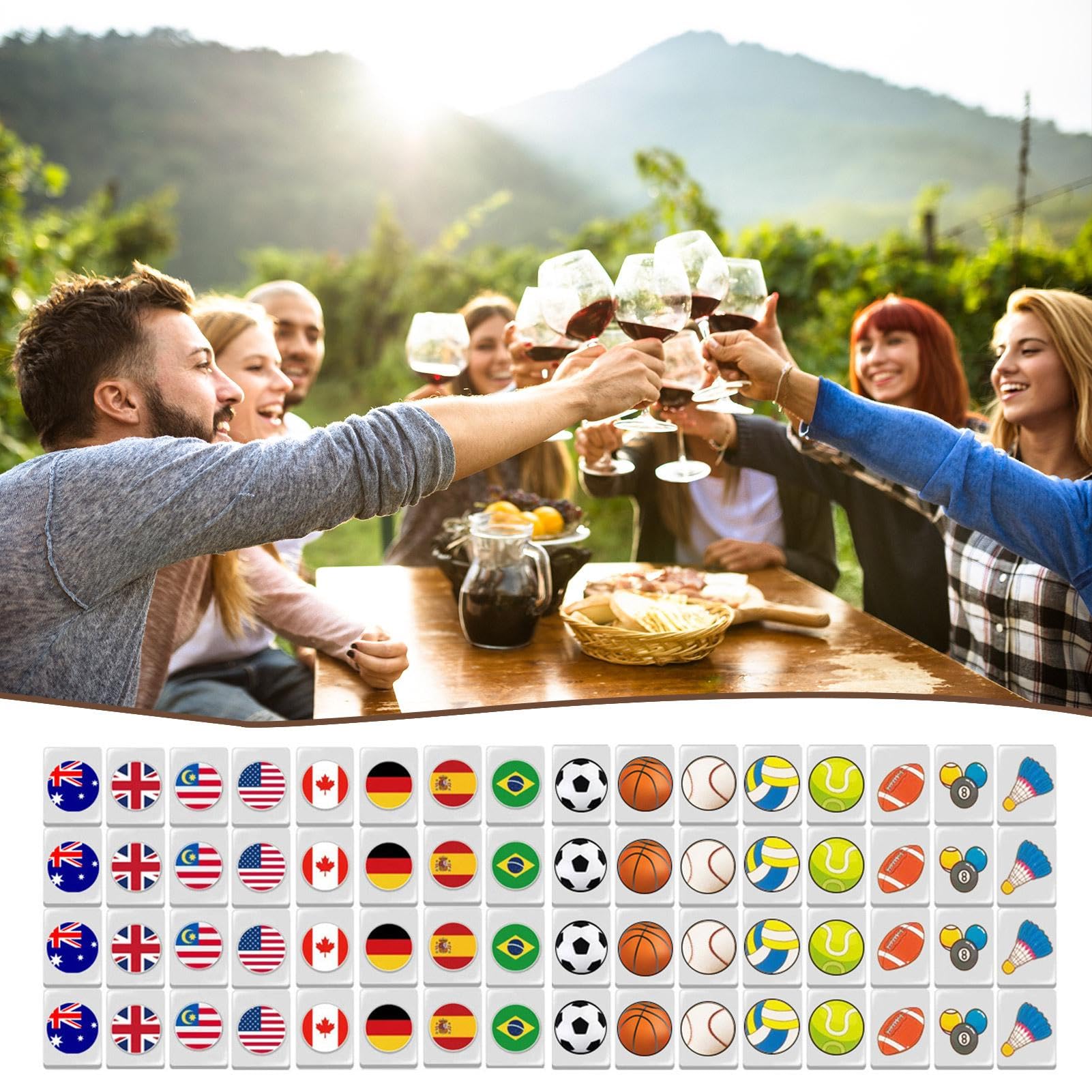 Seaside Escape National Flag Mahjong Game Set - 65 Tiles Block Set With Blocchi Di Gioco | Bandiera
