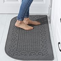 Vista 43 de COSY HOMEER alfombras de cocina antifatiga de 32x20 pulgadas, hechas de 100% polipropileno, semirredondas, antideslizantes y lavables a máquina, 2