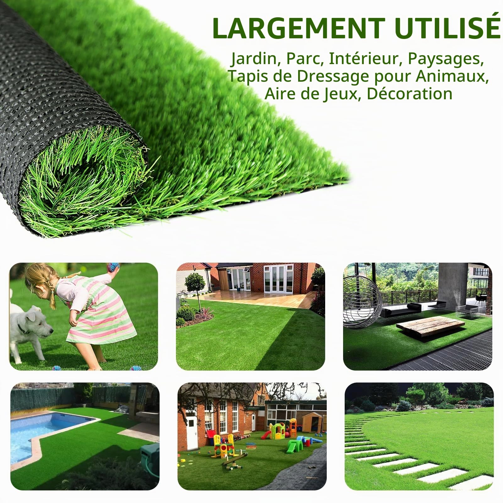 SunVilla Tapis de gazon artificiel réaliste pour intérieur/extérieur pour chiens, 3 x 4 m, tapis d'apprentissage de la propreté et remplacement pour jardin, pelouse, paysage, terrasse, fausse herbe