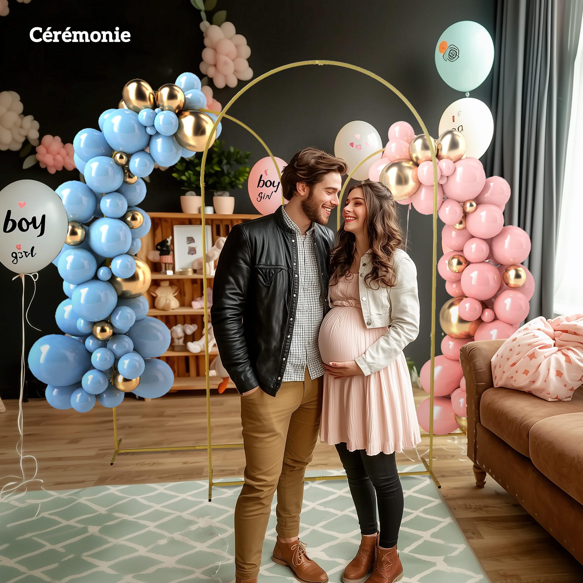 Outsunny Lot de 3 Supports d'arche de Fond en métal doré pour Mariage, 2,2 m, 2 m, 1,8 m, Arche de Jardin, Mariage, fête d'anniversaire, fête prénatale, Arche de Ballons Floraux