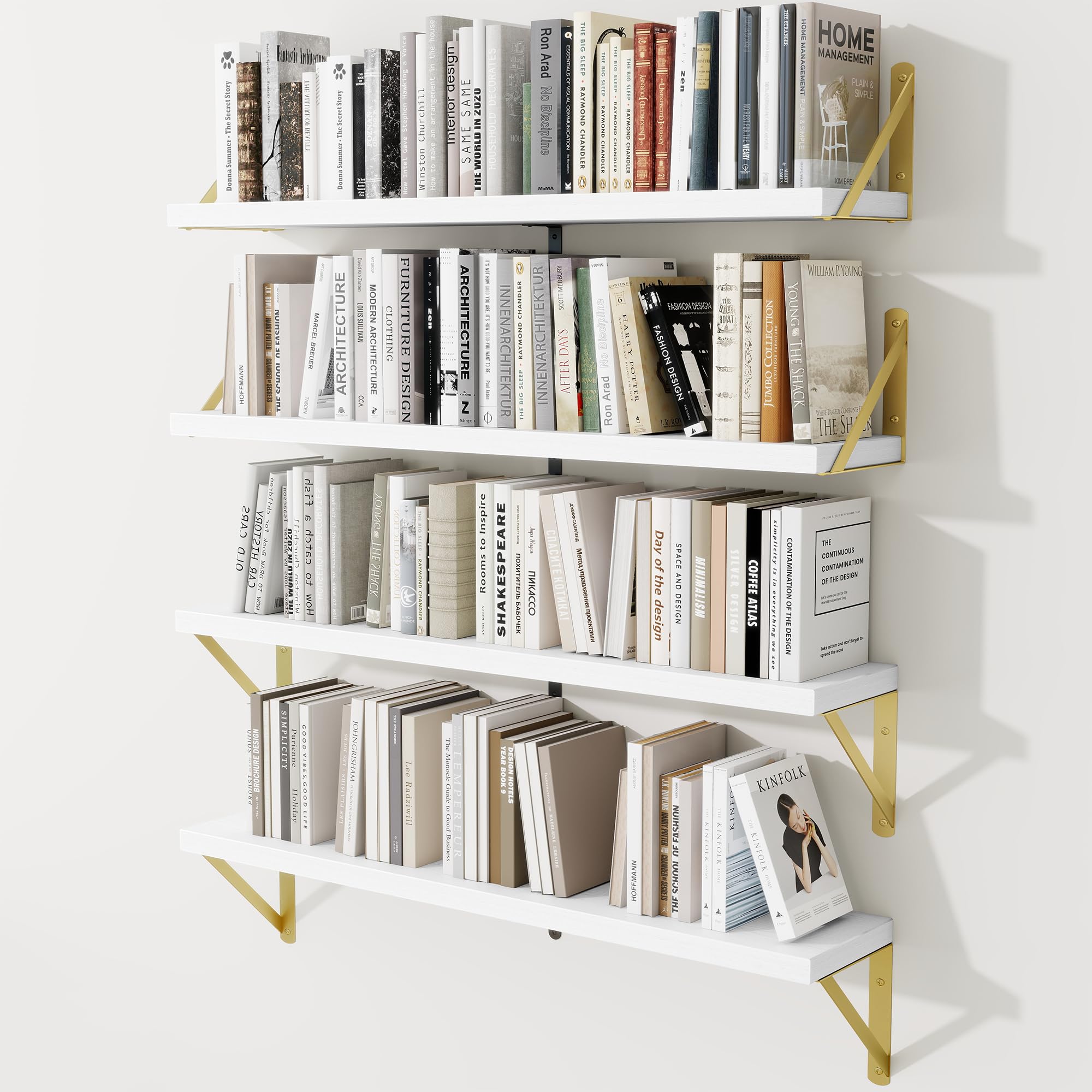 15cm Deep Floating Shelves, 90cm Long, 20kg Capacity, White Finish, 4pcs — image 1