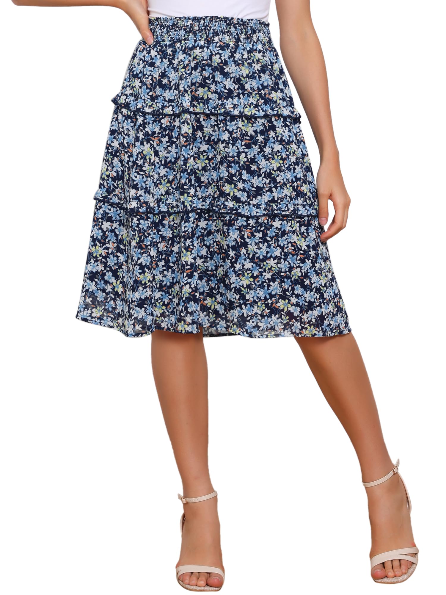 Allegra K Damen Floral Skirt Casual (1er Pack)