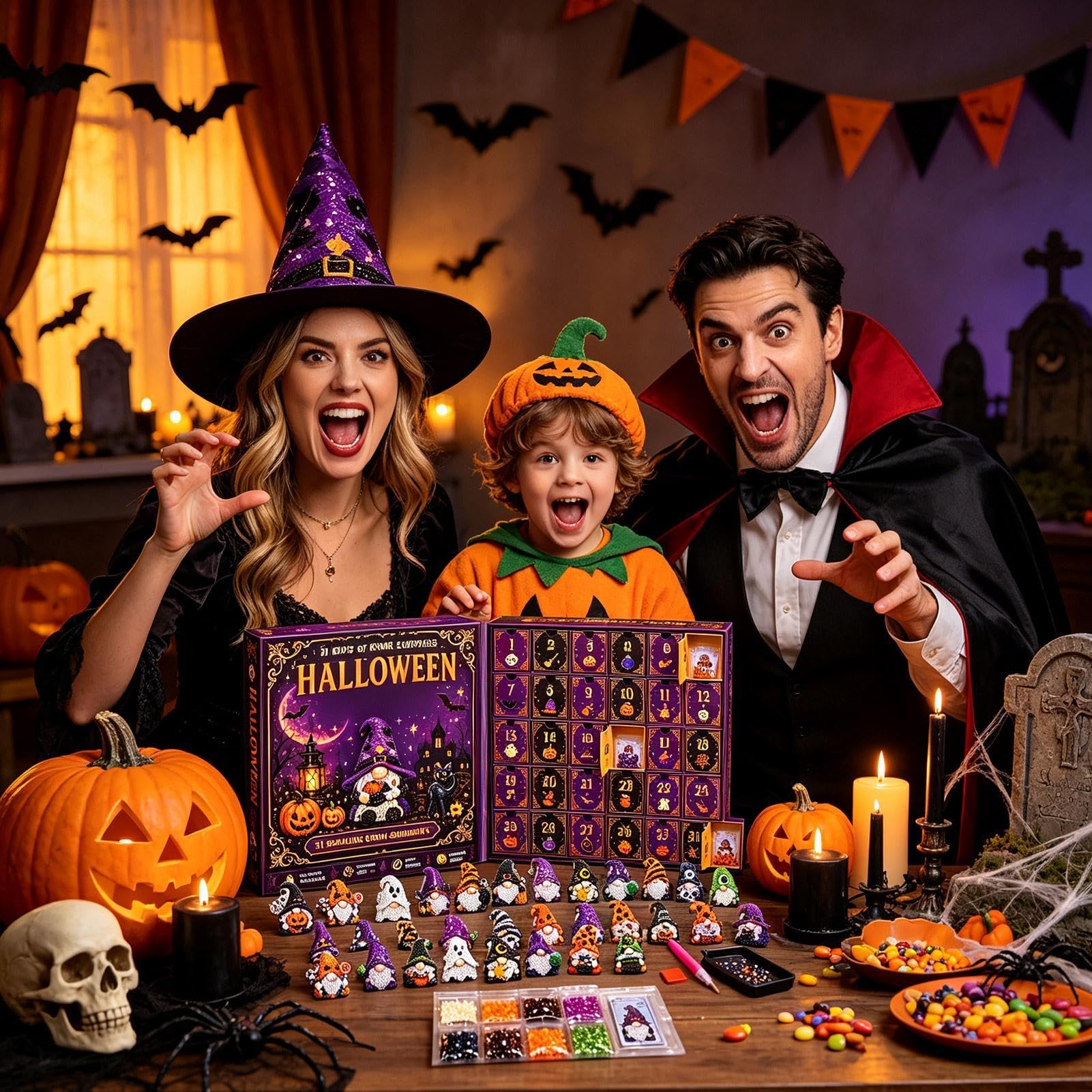Artystyczny kalendarz adwentowy Halloween zestaw DIY mozaika