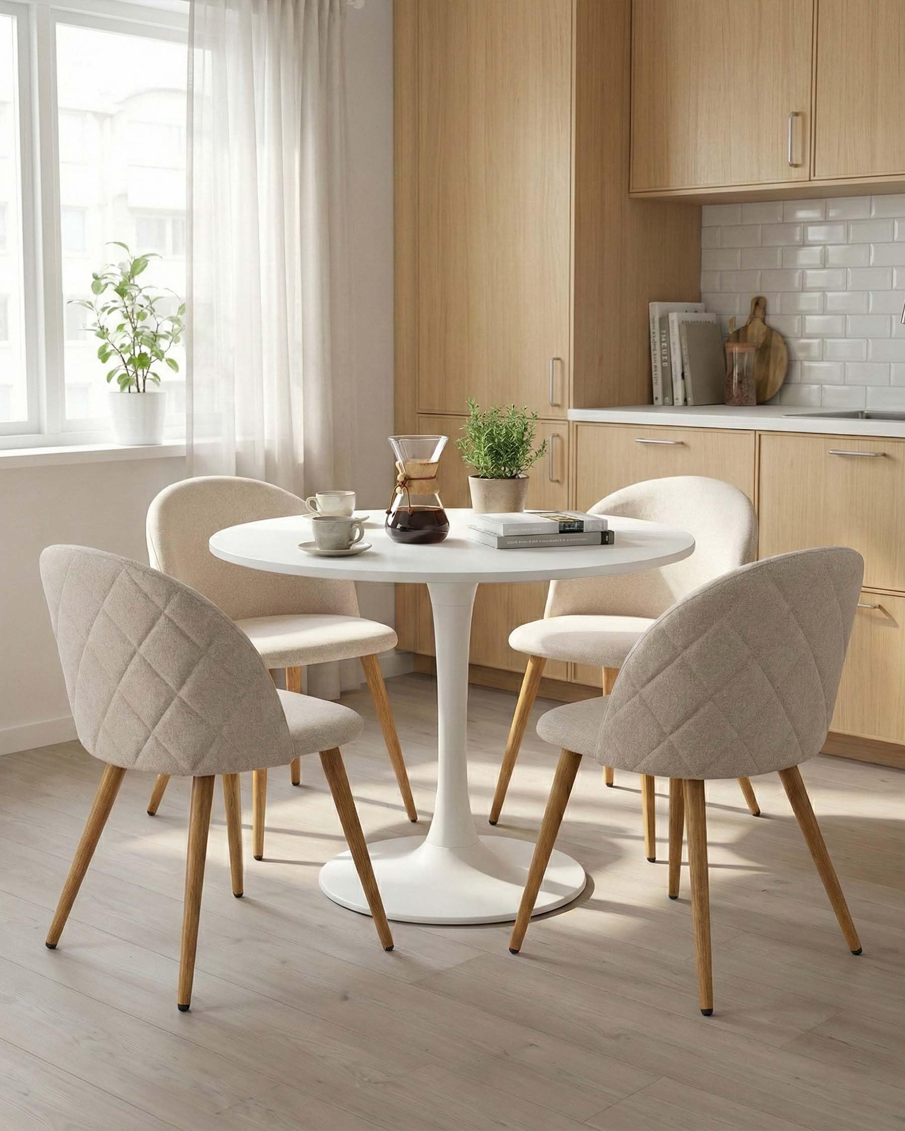 Lot de 4 chaises de Salle à Manger Beige Chaise Salle a Manger Lot de 4 Chaise scandinave chaises Salle Manger Chaise Cuisine lot 4 Fauteuil Salle a Manger Pieds métal Aspect chêne