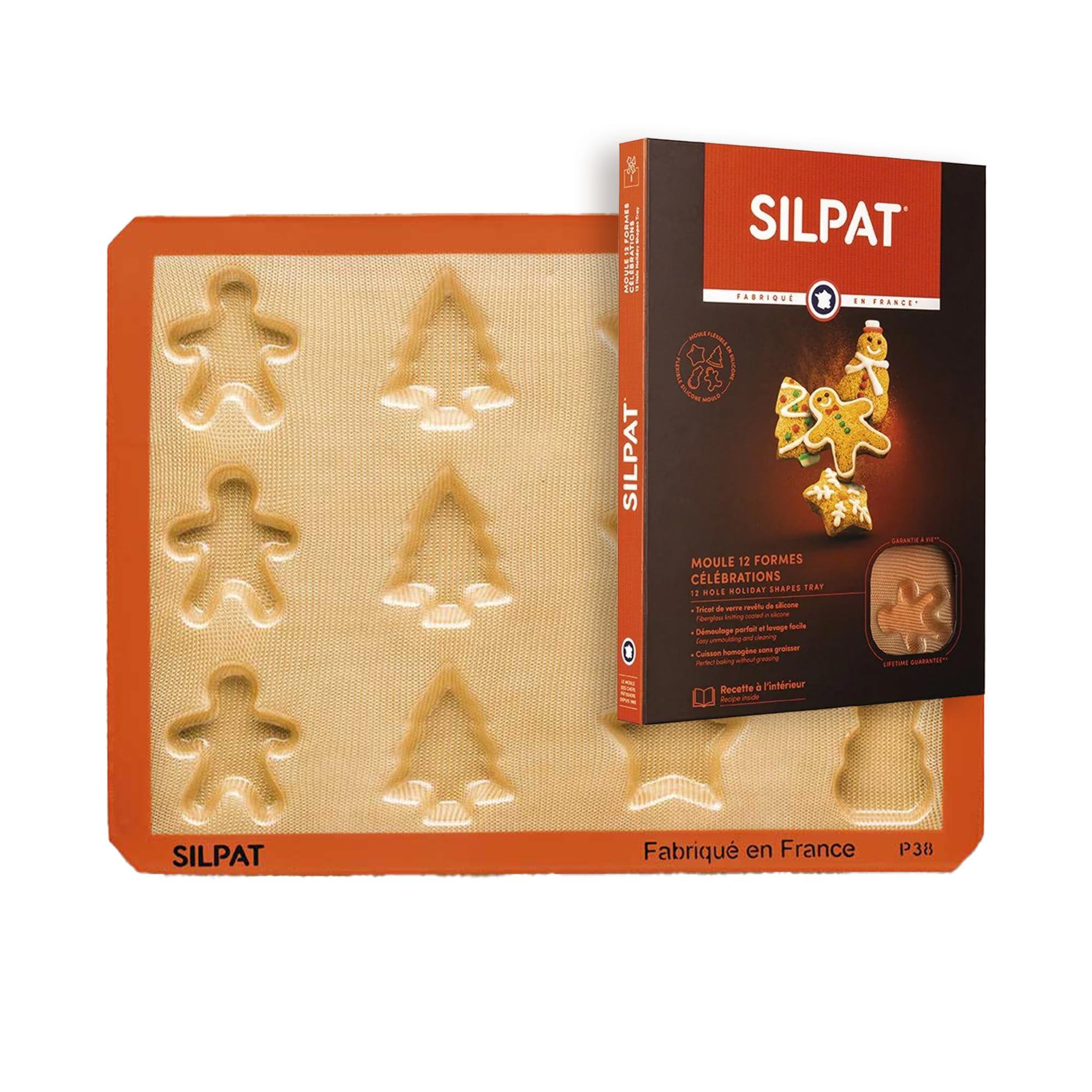 Silpat Moule Noel 12 Empreintes – Gateau, Biscuit, Chocolat - Pâtisseries Festives, Créatives – Silicone Antiadhésif, Qualité Professionnelle – Cuisson Optimale, Démoulage Facile – Format Polyvalent