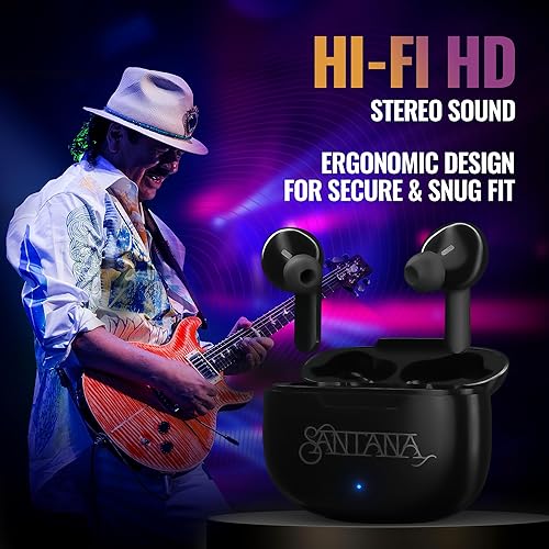 Miniatura 6 de Mambo por Carlos Santana, auriculares inalámbricos Bluetooth con estuche de carga, auriculares Bluetooth con micrófono de aislamiento de voz,