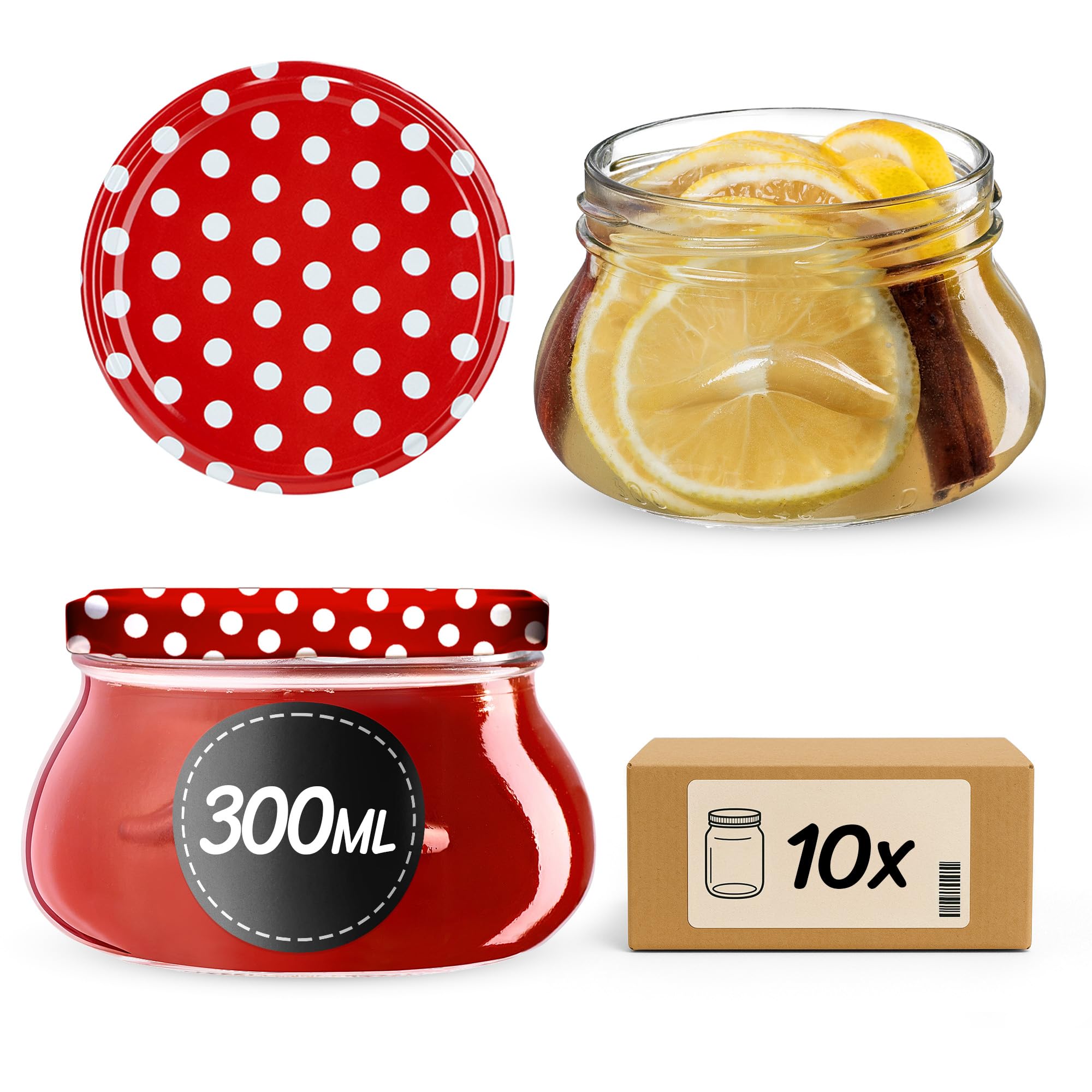 KADAX 10er Set Marmeladengläser 300ml TO82, Einmachgläser Vorratsgläser Mason Jar mit Schraubdeckel, Luftdichte Schraubgläser, Honig & Konfitüre Küche, Haushalt & Wohnen