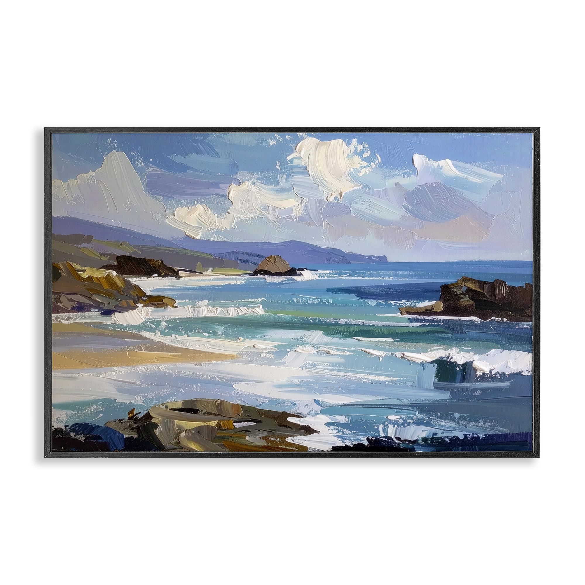 Stupell Industries 'From Sky To Sea', Framed Giclee Art, Black, 24 x 16 Inches, Easy to Hang and Sturdy, Made in USA, by Alonza Saunders