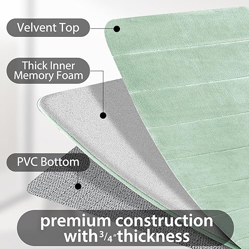 Miniatura 5 de Alfombra de baño de espuma viscoelástica, 24 x 17 pulgadas, cómoda, suave, antideslizante, súper absorbente, de secado rápido, alfombra de baño para