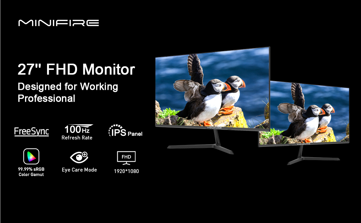 MINIFIRE モニター 27インチ IPS 100HZ Minifire曲面 モニター27インチ USB-C 100Hz 1500Rの湾曲率 FHD