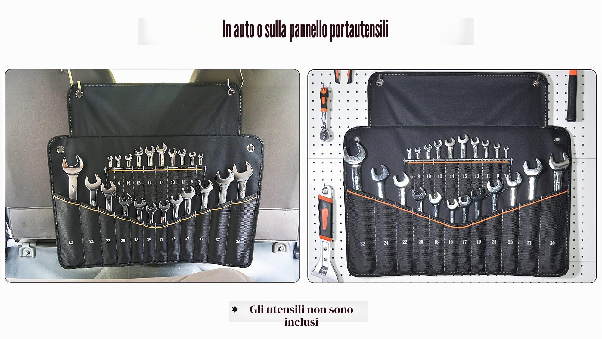 WELKINLAND 22 tasche chiave a rullo portautensili, 0,6 – 3,2 cm, custodia per chiavi inglesi (strumenti non inclusi)