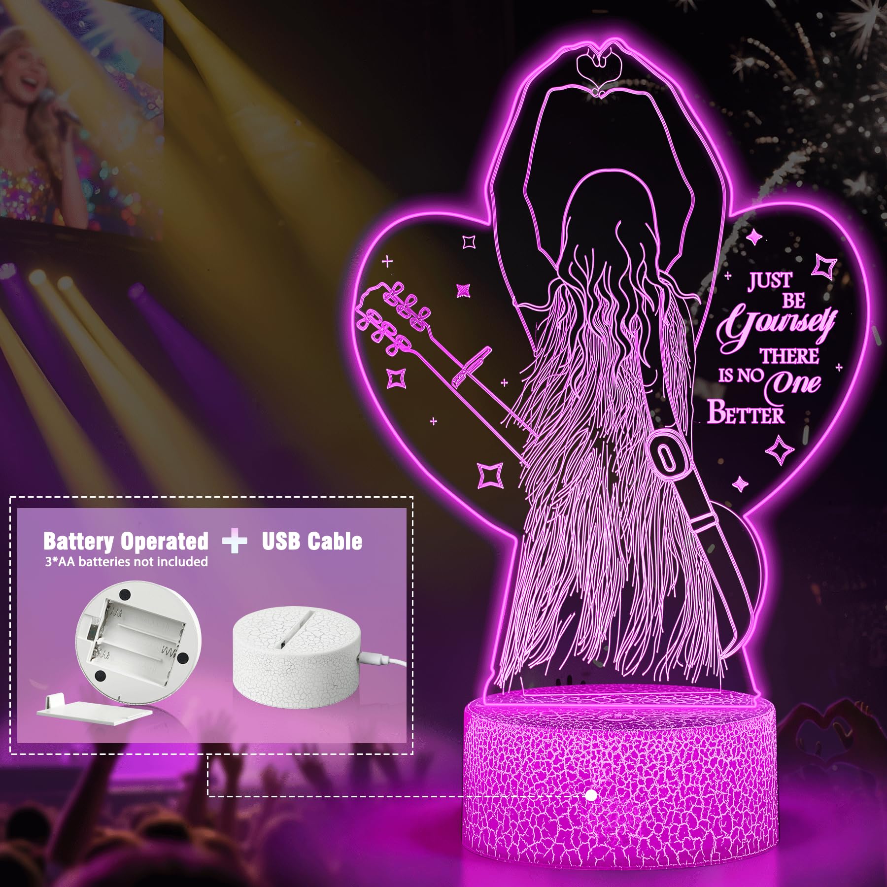 Luce notturna per ragazze, regalo di compleanno per donne, amici, adolescenti, luce notturna 3D con 16 colori, luce notturna dimmerabile con telecomando, regalo per San Valentino, regalo per la stanza